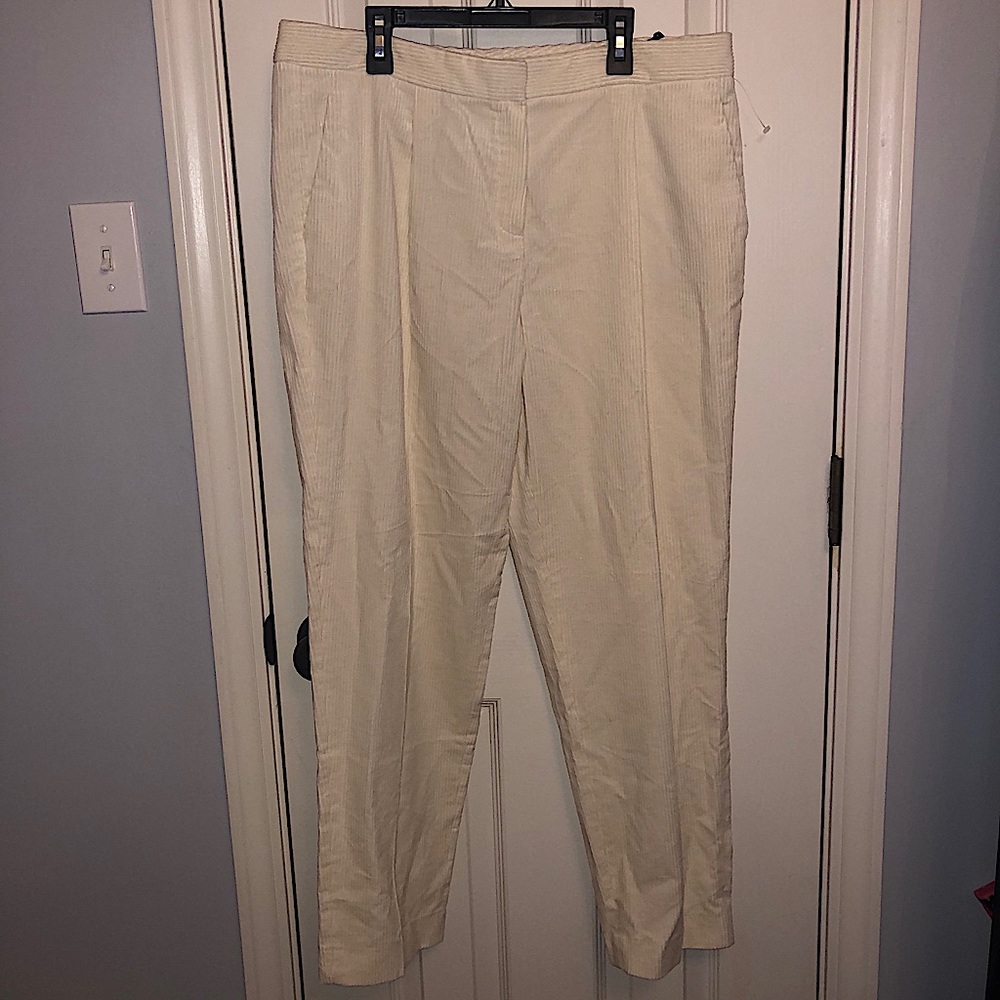 Massimo Dutti Womens Ivory Corduroy Pants